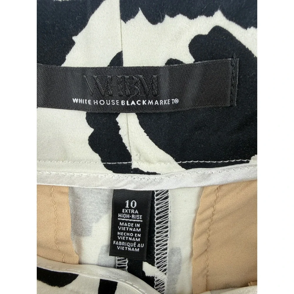 High-Waist Black & White Patterned Women's Shorts with Belt - Picture 4 of 7